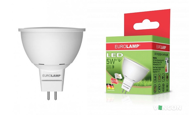 Eurolamp Led Еко серия D SMD MR16 5W GU5.3 3000K рейтинг надежности светодиодных LED ламп