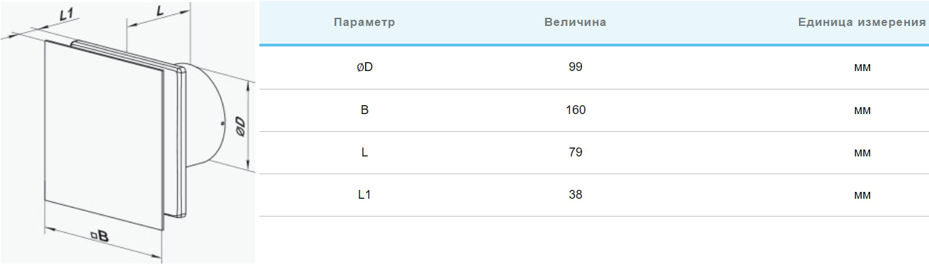 Вентс 100 Солід Л Габаритні розміри