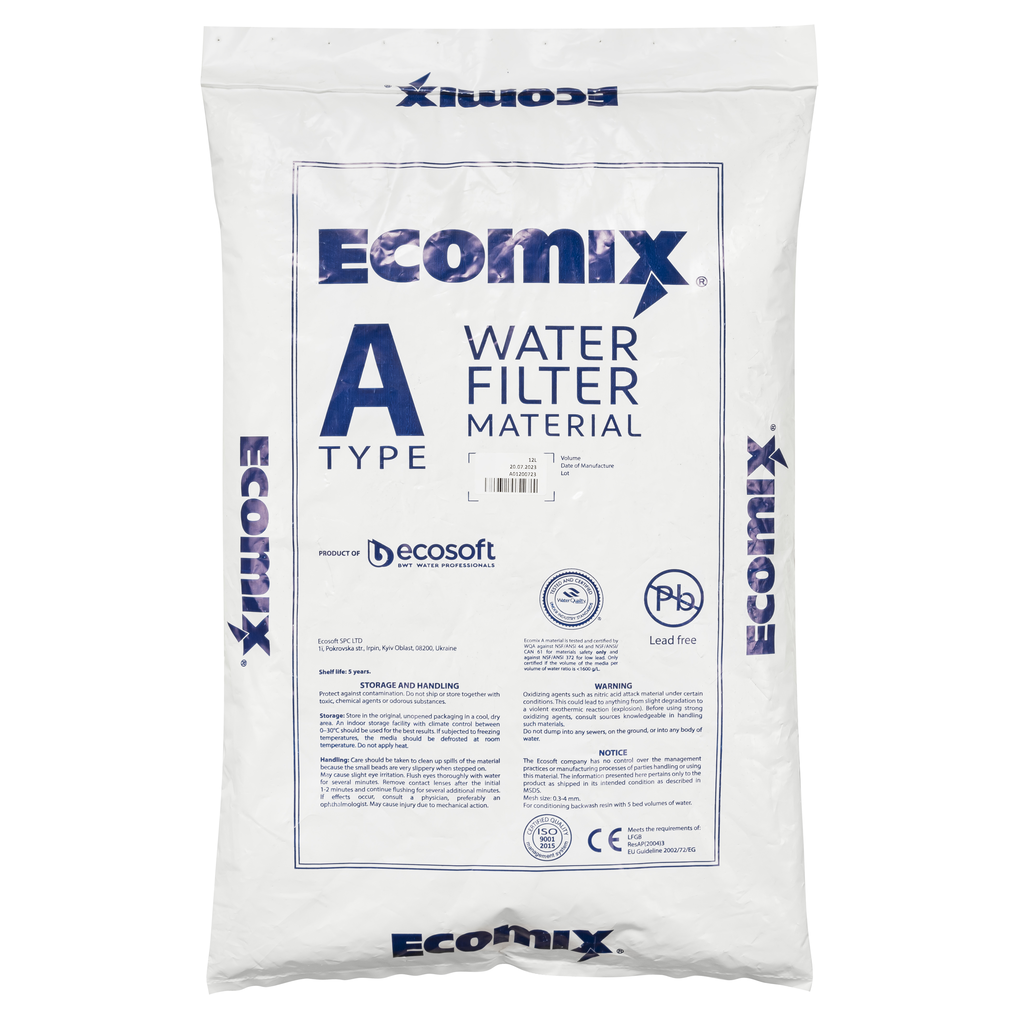 Характеристики фильтрующий материал Ecosoft Ecomix A 12 л ECOMIXA12