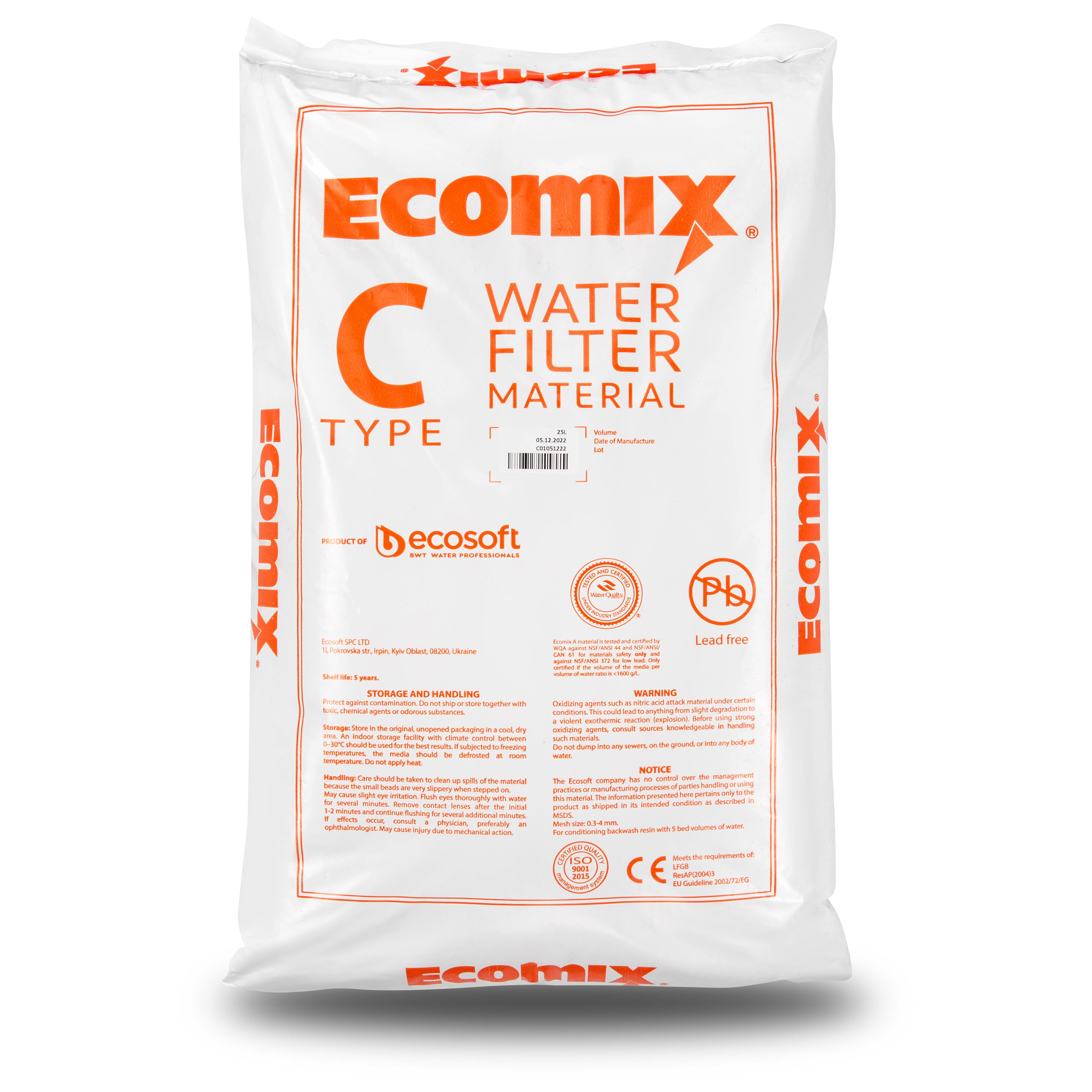 Характеристики фільтруючий матеріал Ecosoft Ecomix C 12 л ECOMIXC12