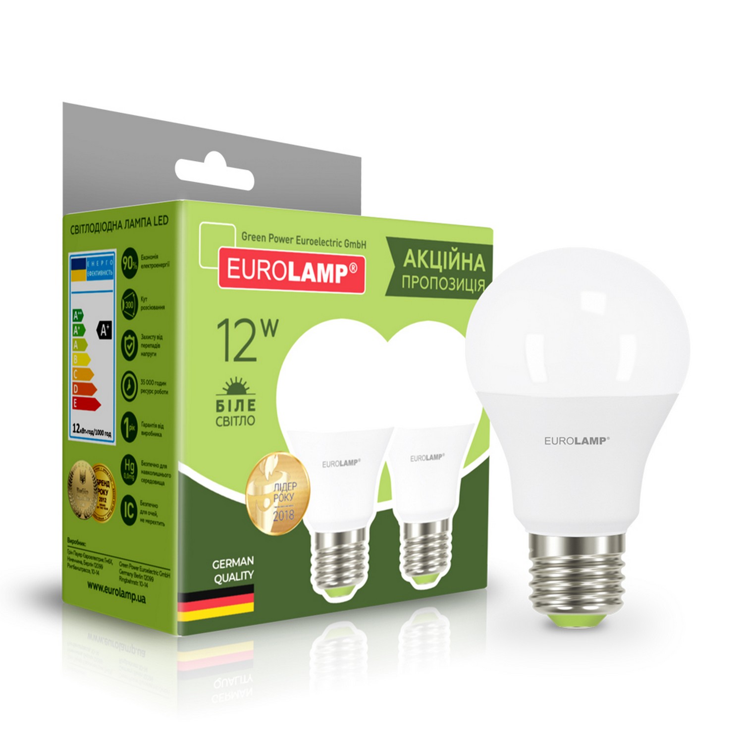 Лампа Eurolamp LED A60 12W E27 4000K акция "1 + 1" в интернет-магазине, главное фото