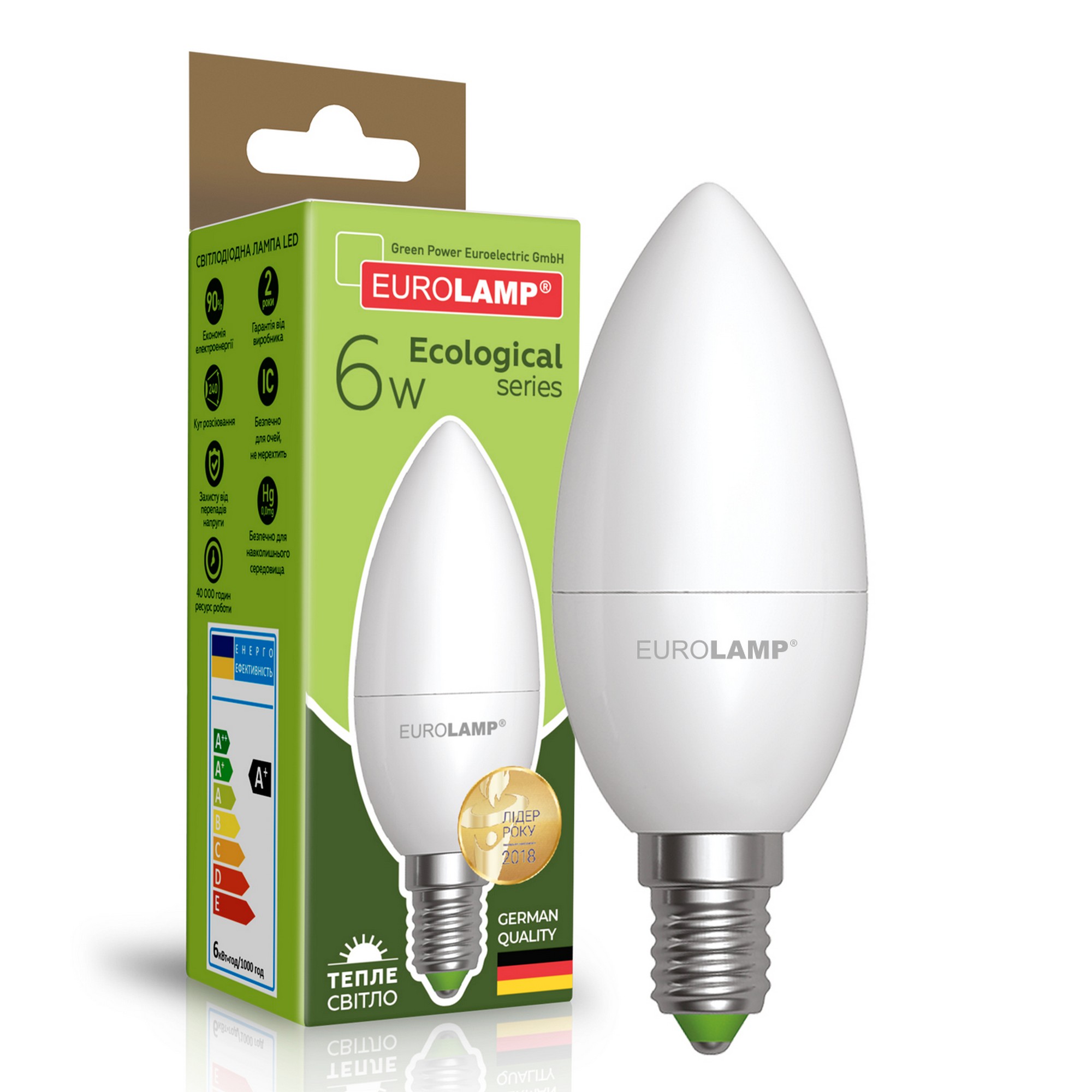 Лампа Eurolamp світлодіодна Eurolamp LED "Свічка" EKO 6W E14 3000K