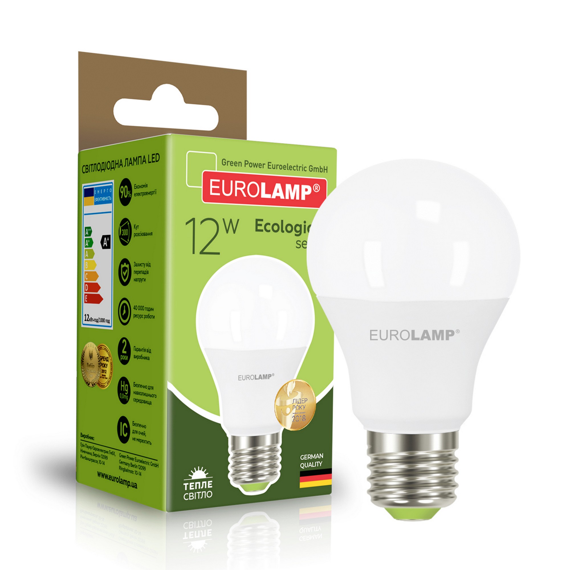 Светодиодная лампа форма груша Eurolamp LED EKO A60 12W E27 3000K