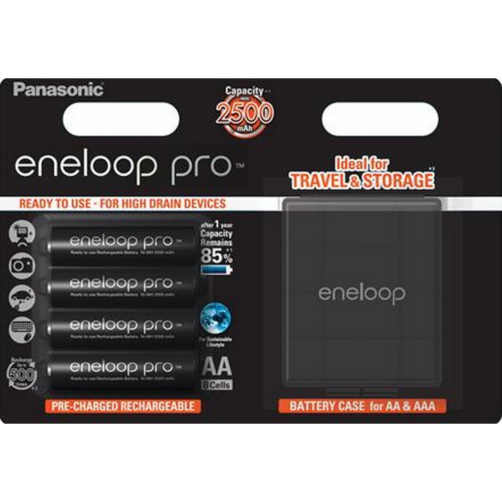 Акумулятори AA Panasonic Eneloop Pro + Case [BK-3HCDEC4BE]