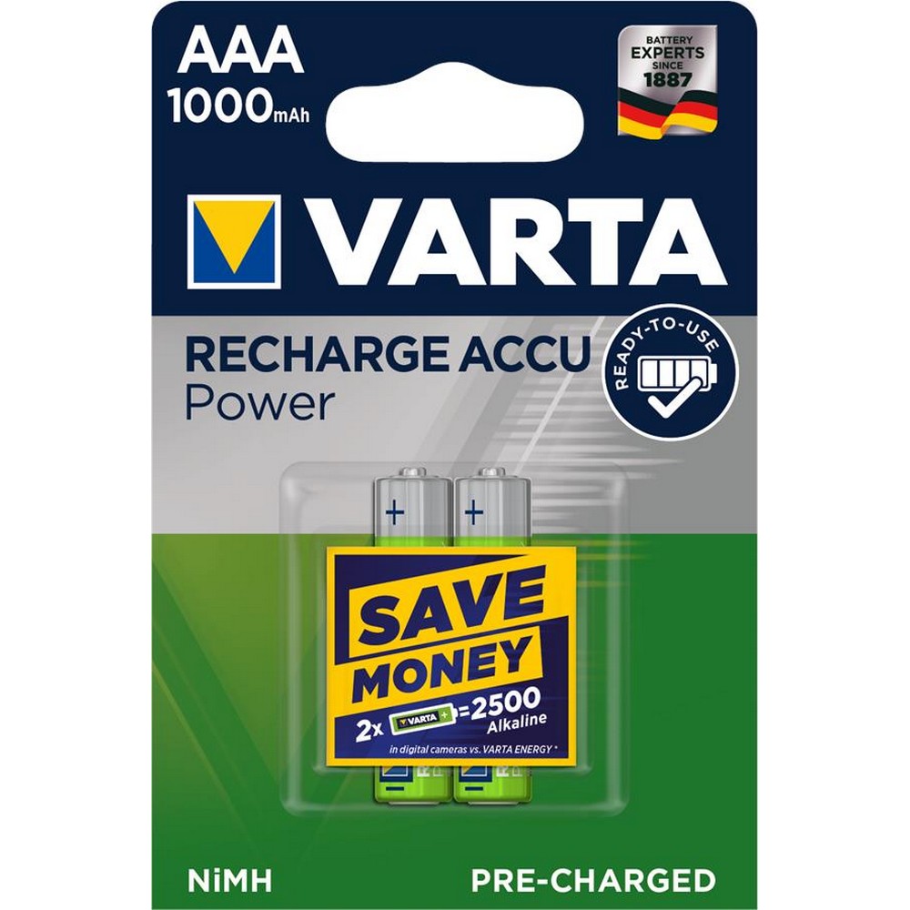 Акумулятор Varta RECHARGEABLE ACCU AAA 1000mAh BLI 2 NI-MH (READY 2 USE)