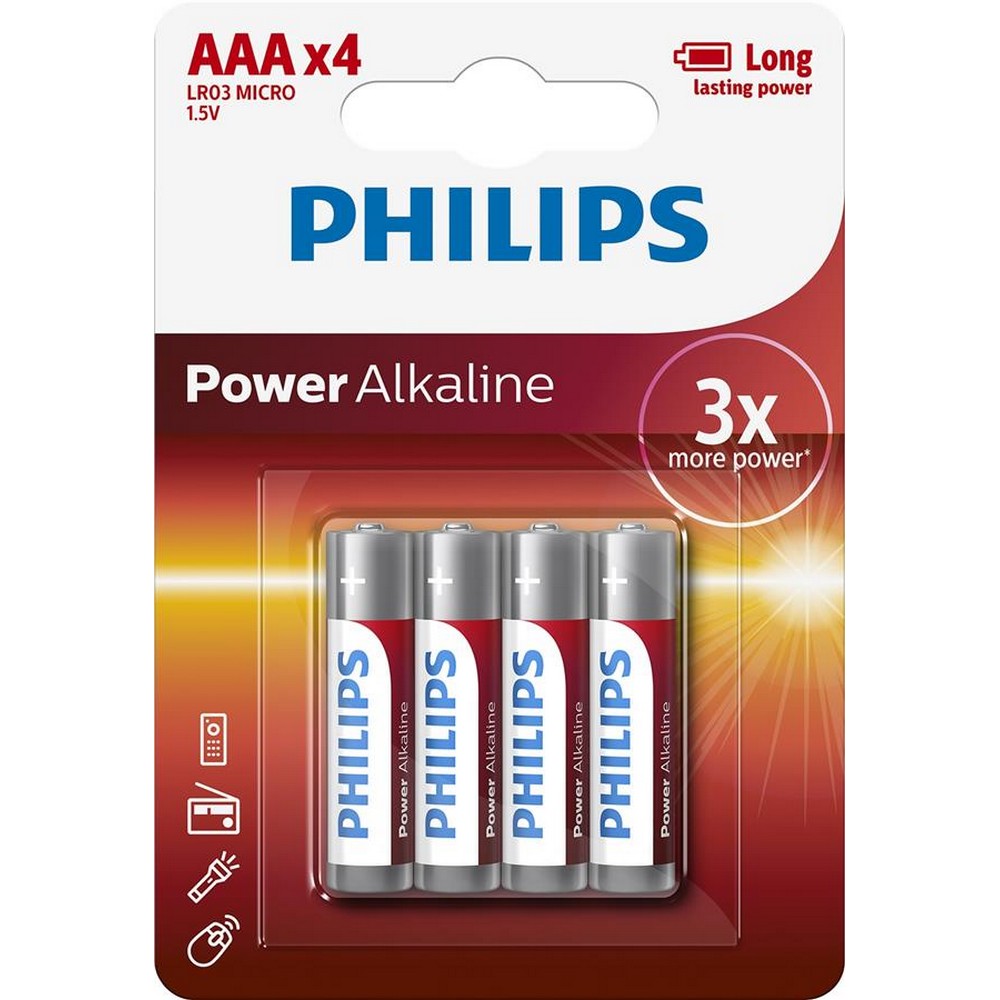 Батарейки типа ААА Philips Power Alkaline [LR03P4B/10]