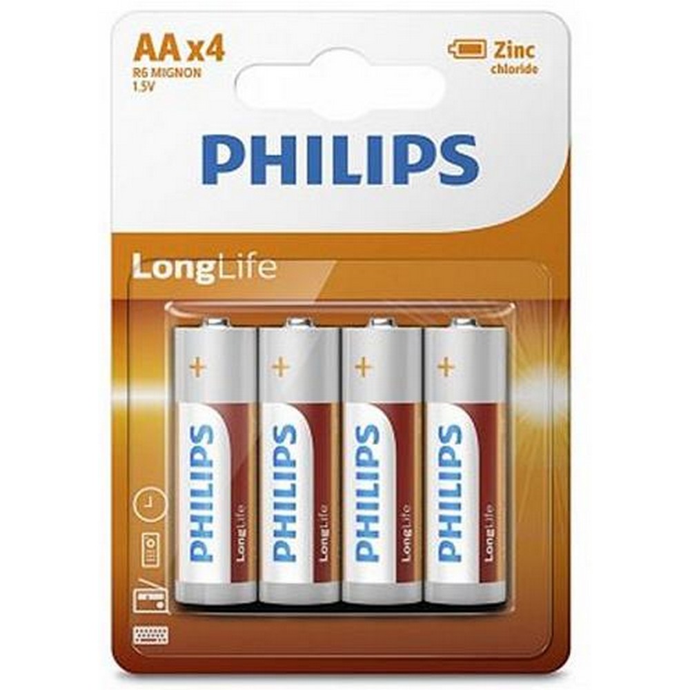 Ціна carbon-zinc батарейки Philips Longlife Zinc Carbon [R6L4B/10] в Києві