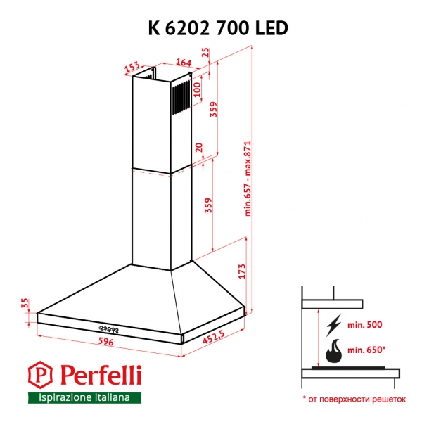 Perfelli K 6202 IV 700 LED Габаритные размеры