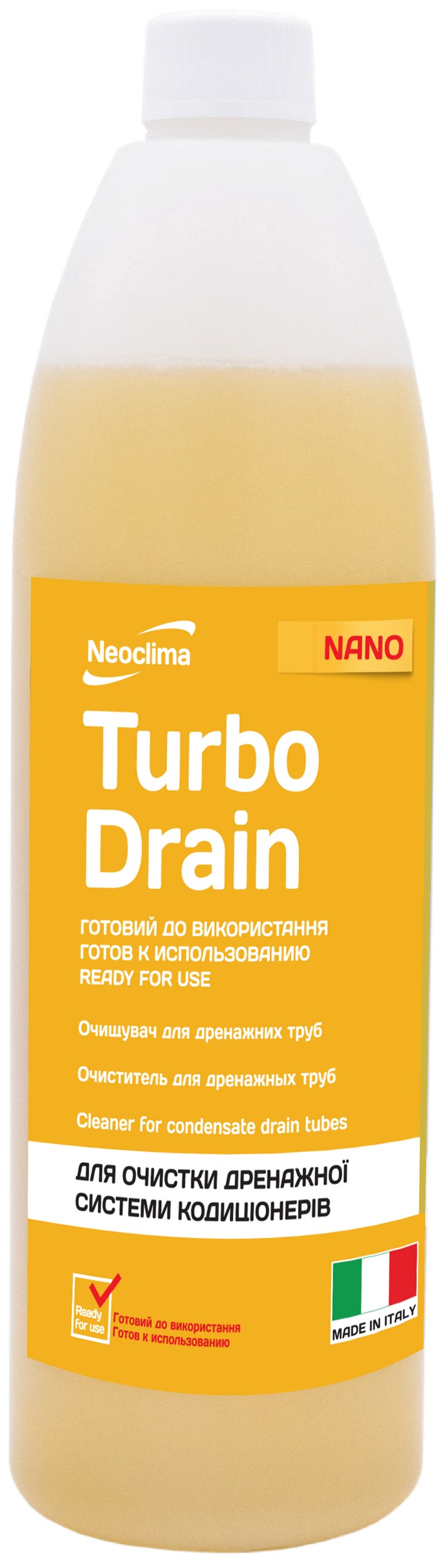 Характеристики очиститель для кондиционеров Neoclima Тurbo Drain 1 л, готовый раствор
