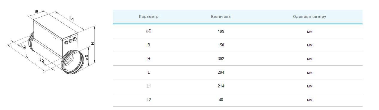 Вентс НК 200-2,4-1 Габаритні розміри