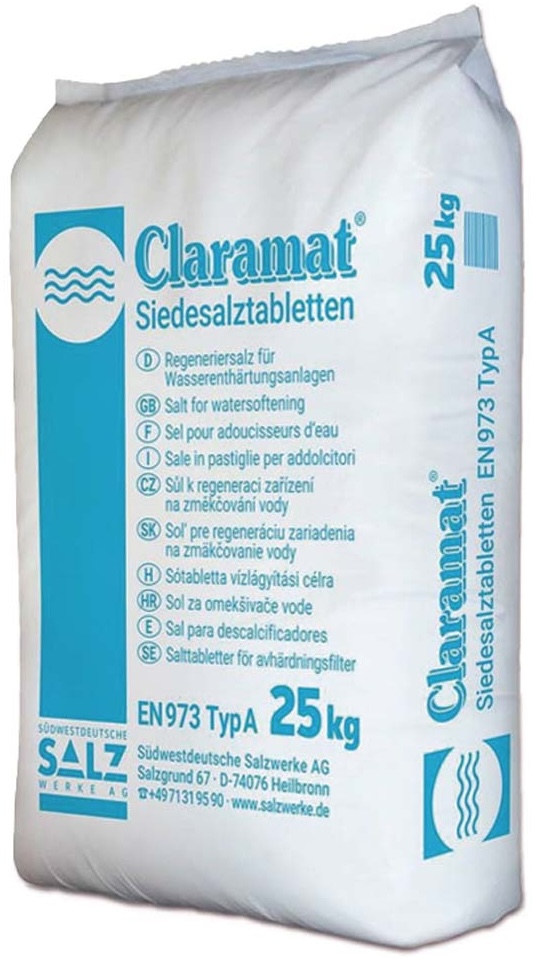 Засипка для фільтра Sudwestdeutsche Salzwerke Claramat сіль таблетована 25 кг в інтернет-магазині, головне фото