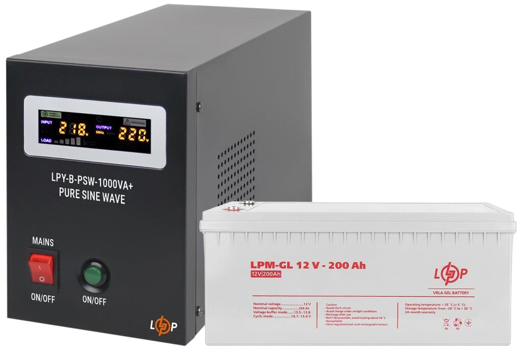 LogicPower LPY-B-PSW-1000VA + гелевий акумулятор LP-GL 12-200Ah (5870)