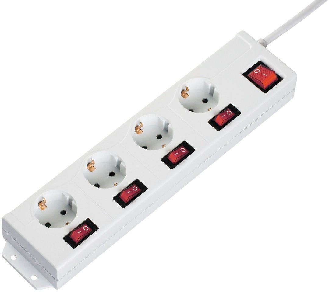 Hama 4xSchuko 3G*1.5мм 1.4м