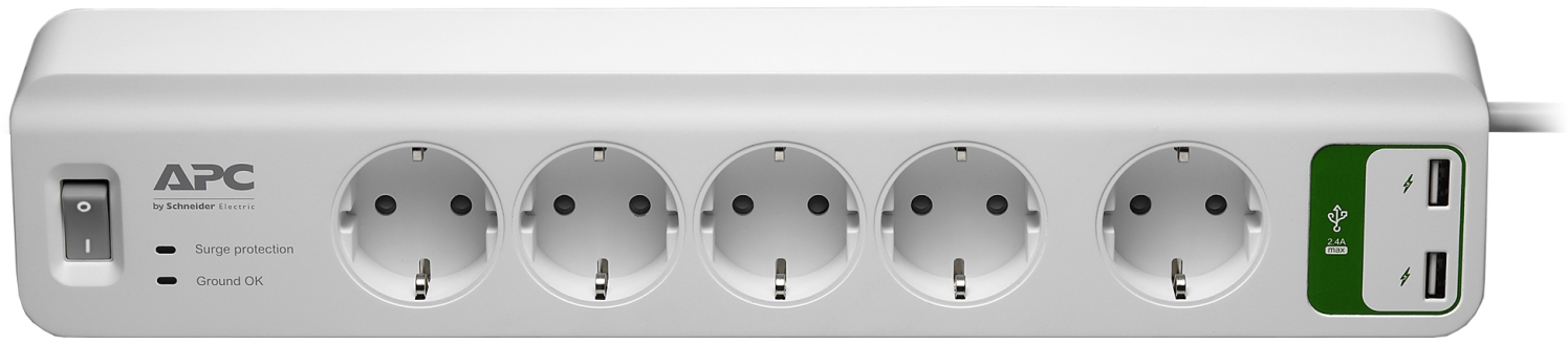 APC Essential SurgeArrest 5 outlets + 2 USB (5V, 2.4A)