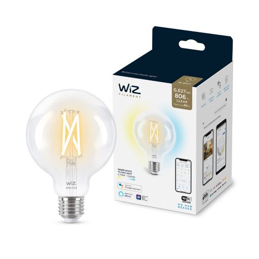 Отзывы светодиодная лампа форма шар WiZ Led Smart E27 7W 806Lm G95 2700-6500 Filament Wi-Fi (929003018201) в Украине