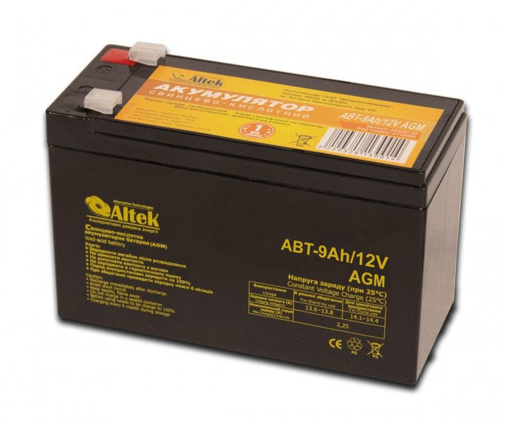 Аккумулятор 9 A·h Altek ABT-9Аh/12V AGM