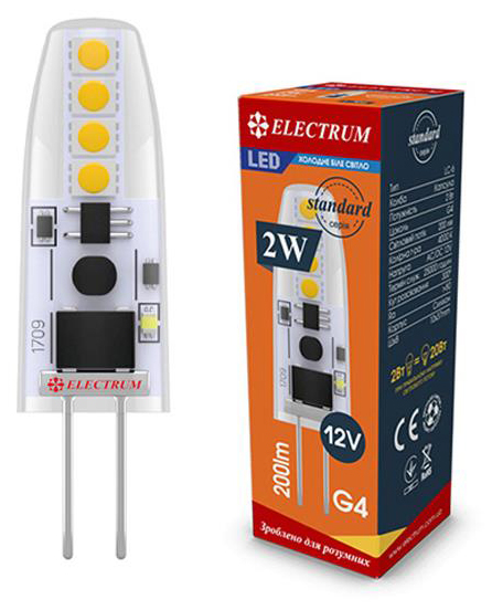 Светодиодная лампа мощностью 2 Вт Electrum 2W Si LC- 6 G4 4000K (A-LC-0908)