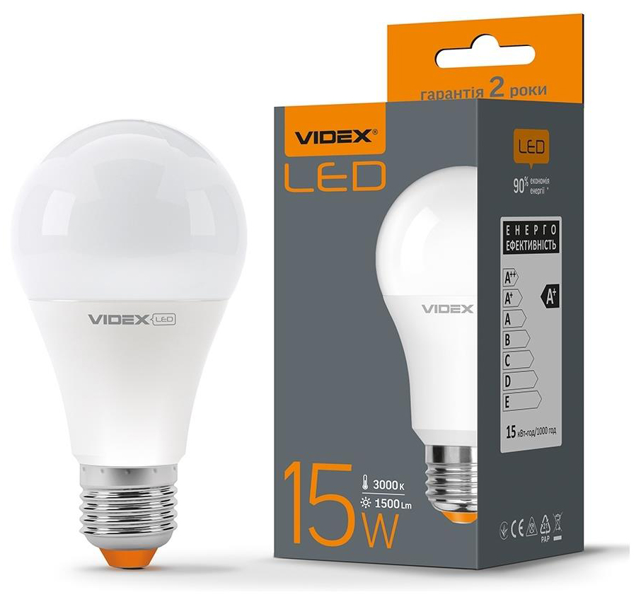 Светодиодная лампа мощностью 15 Вт Videx A65e 15W E27 3000K (VL-A65e-15273)