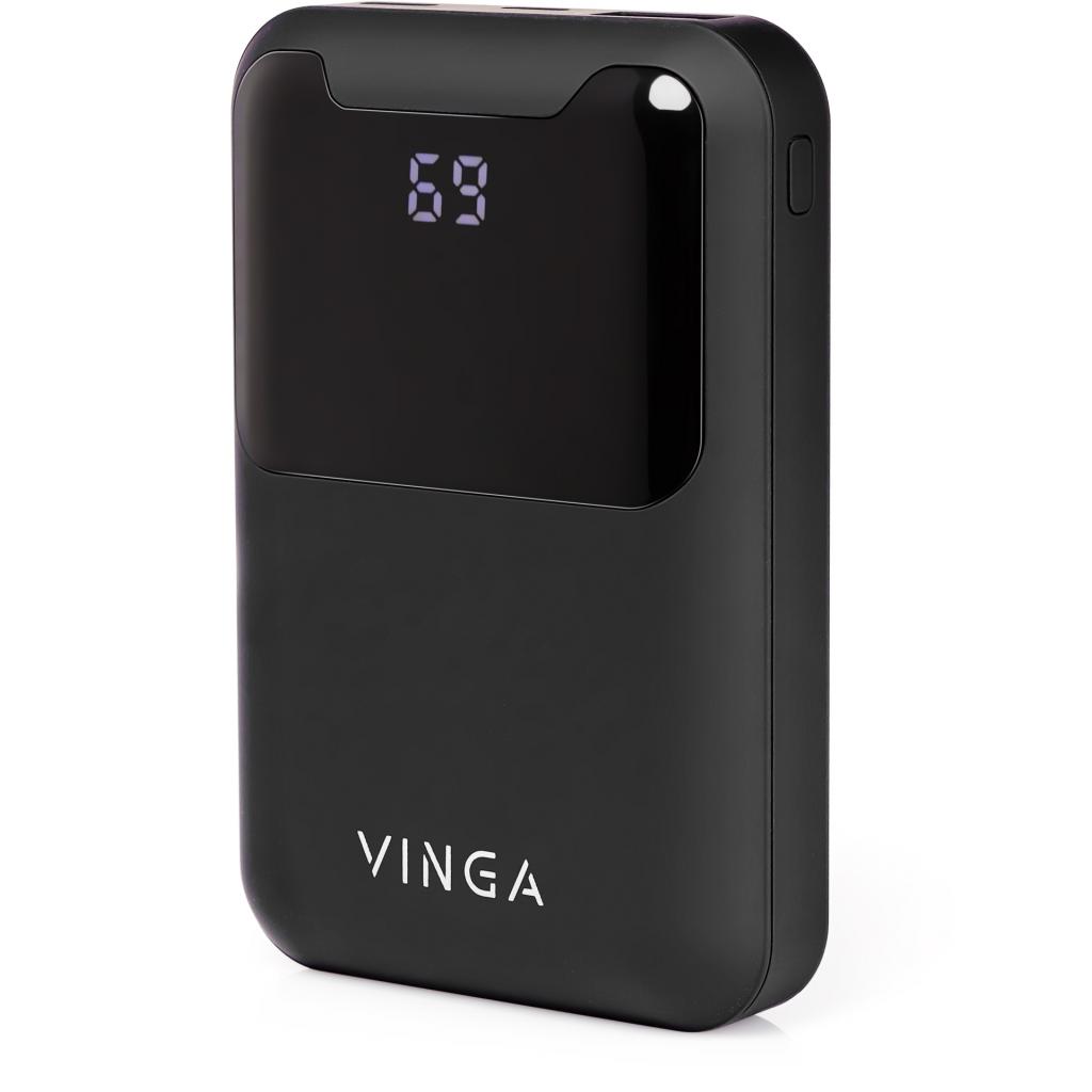 Павербанк з дисплеєм Vinga 10000 mAh Display soft touch black (BTPB0310LEDROBK)