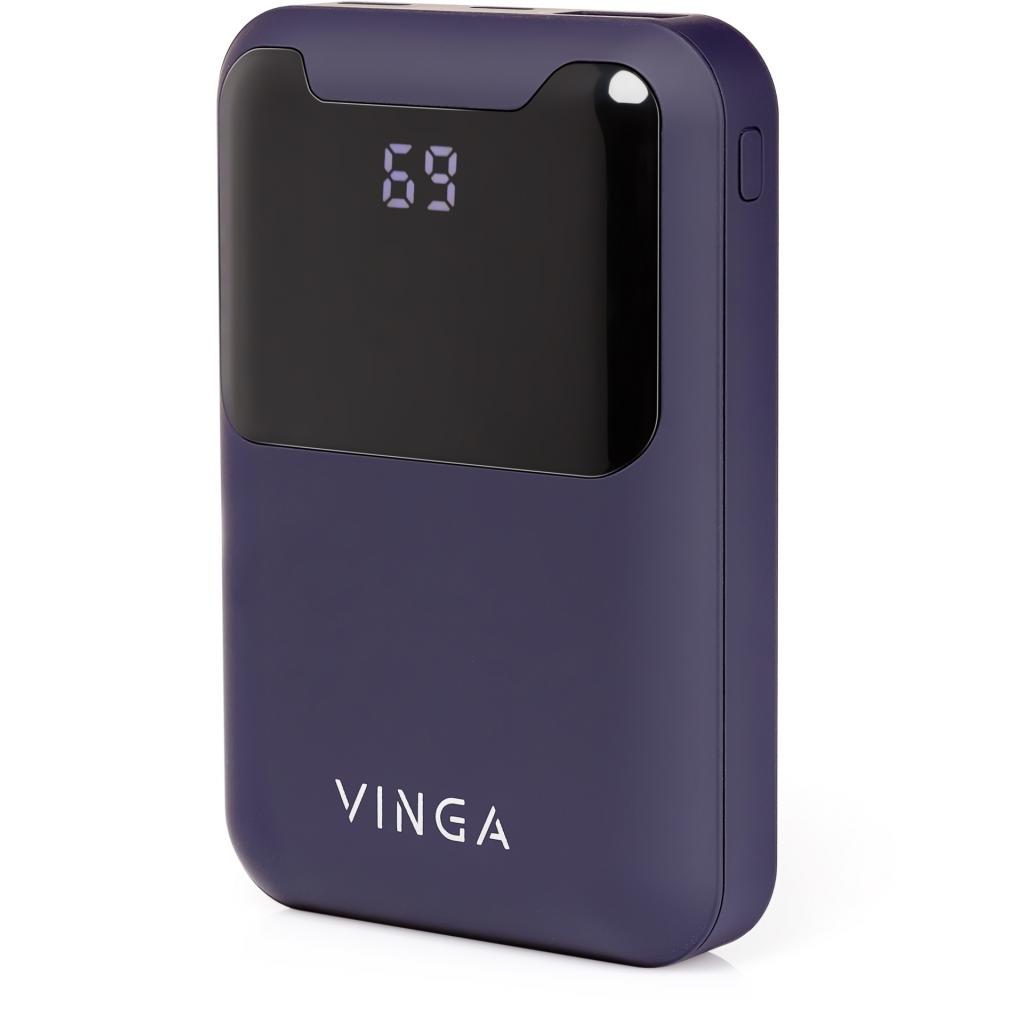 Повербанк Vinga 10000 mAh Display soft touch purple (BTPB0310LEDROP)
