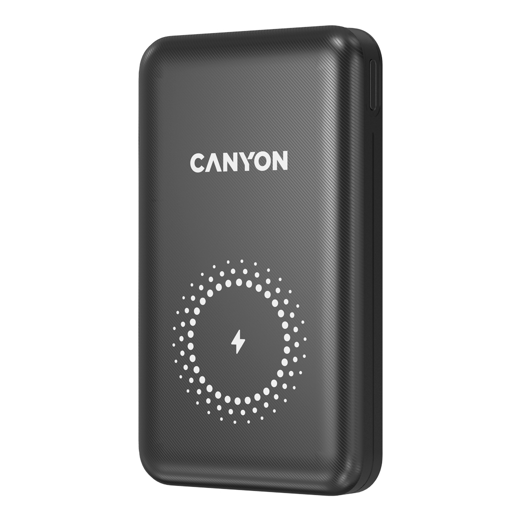 Павербанк з бездротовою зарядкою Canyon PB-1001 10000mAh, PD/18W, QC/3.0 +10W Magnet wireless charger, black (CNS-CPB1001B)
