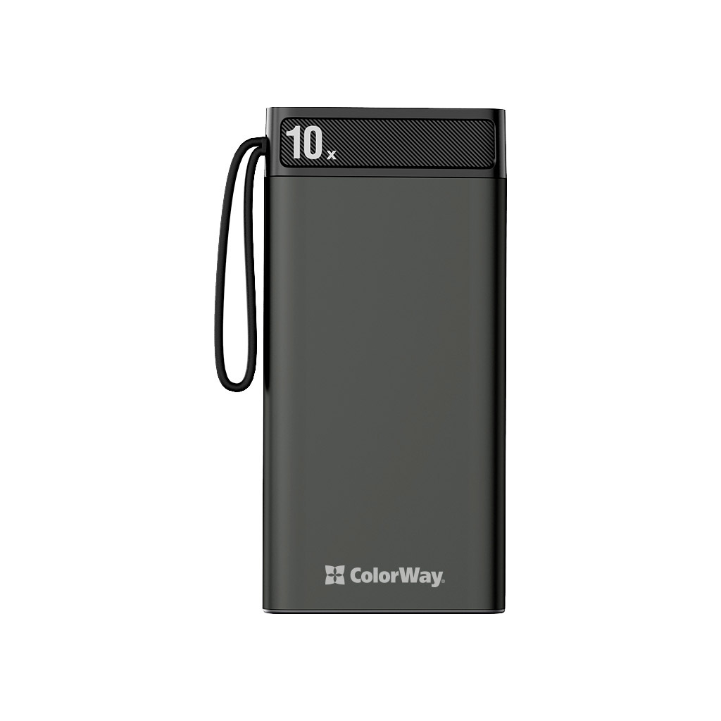 Повербанк ColorWay 10 000 mAh Metal case (USB QC3.0 + USB-C Power Delivery 18W) (CW-PB100LPI2BK-PDD)