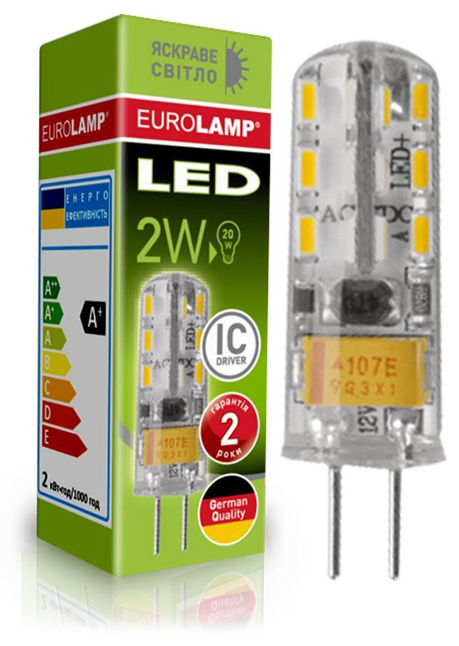 Светодиодная лампа с цоколем G4 Eurolamp LED силикон G4 2W 4000K 220V (LED-G4-0240(220))