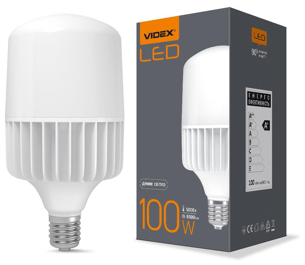 Характеристики светодиодная лампа мощностью 100 вт Videx A145 100W E40 5000K (VL-A145-100405)