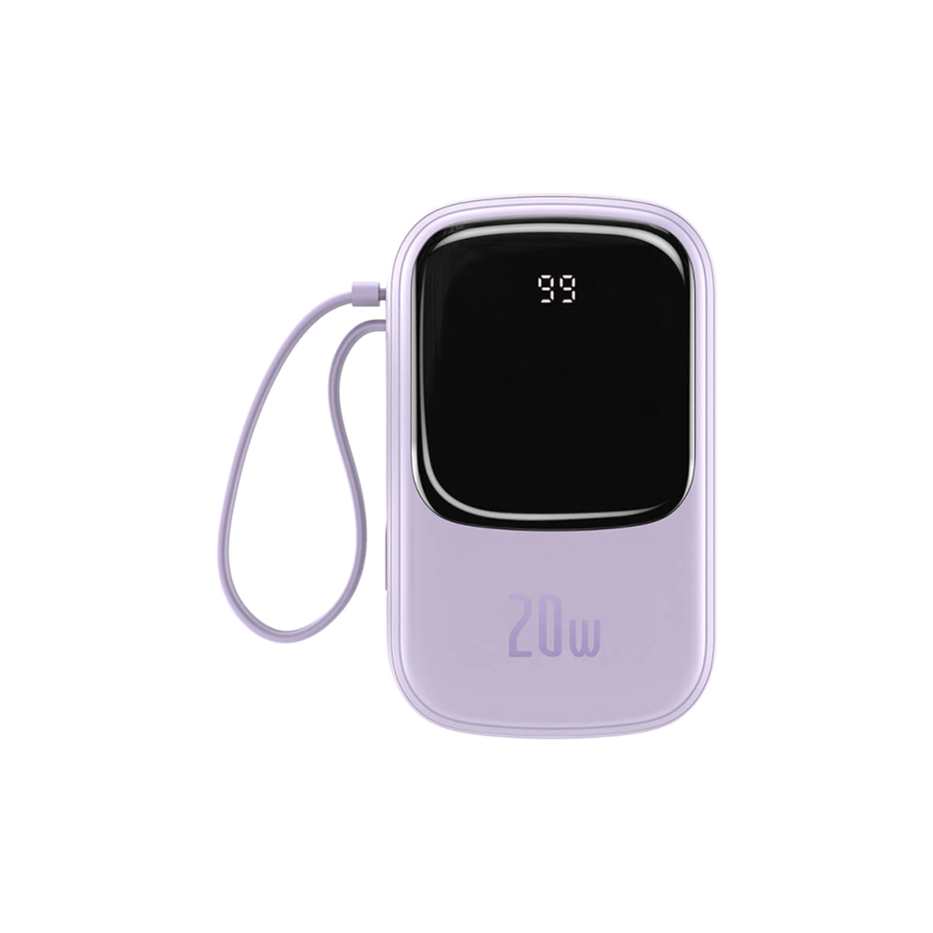Фіолетовий павербанк Baseus Q Pow 20000mAh PD/3.0/15W, QC/3.0/20W, + iP cable 20W, violet (PPQD-H05)