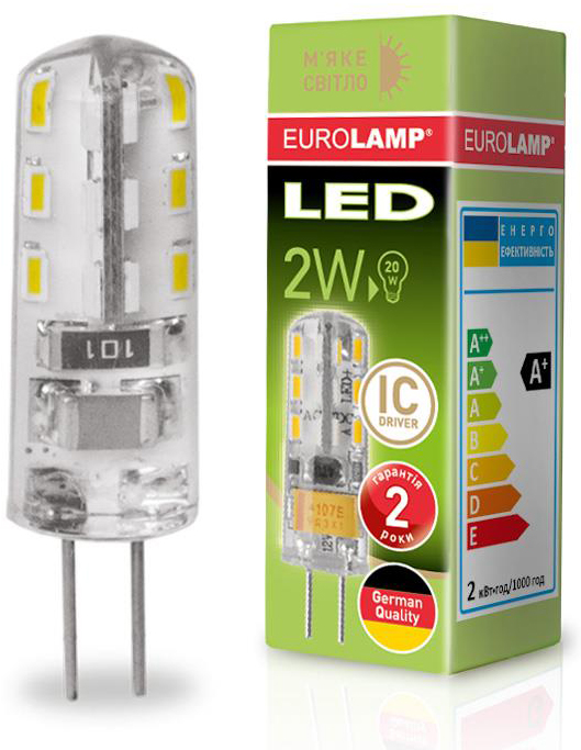Світлодіодна лампа з цоколем G4 Eurolamp LED силікон G4 2W 3000K 220V