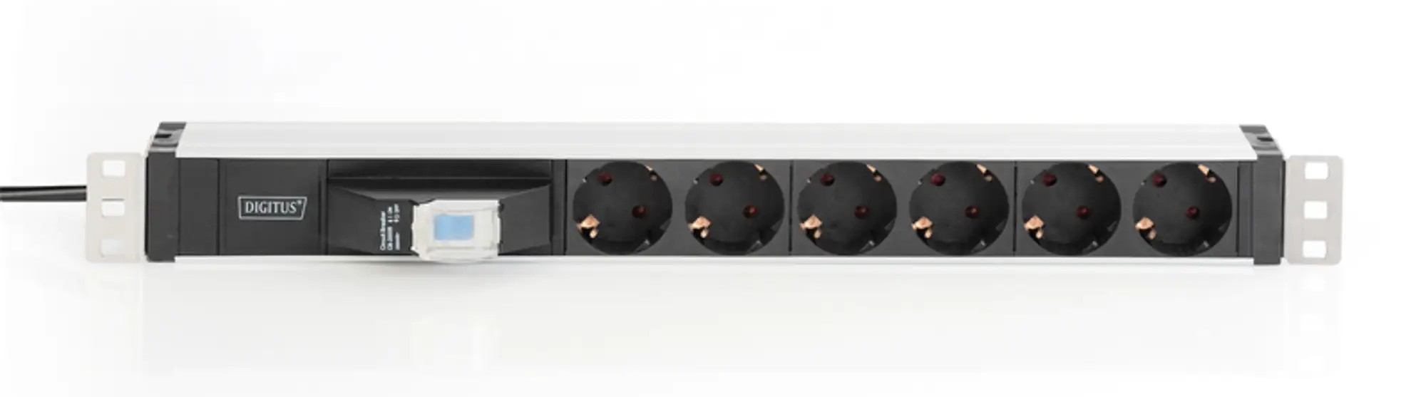 Digitus DN-95417, 1U, 6xSchuko, 16A, 250V, автомат, вилка Schuko