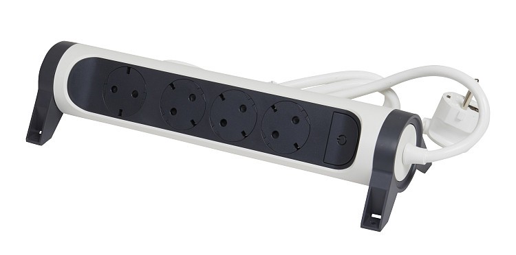 Сетевой удлинитель Legrand Премиум 4х2К+Из розетки 16 А, поворотный, с кабелем 3 м, цвет Белый/Черный в интернет-магазине, главное фото