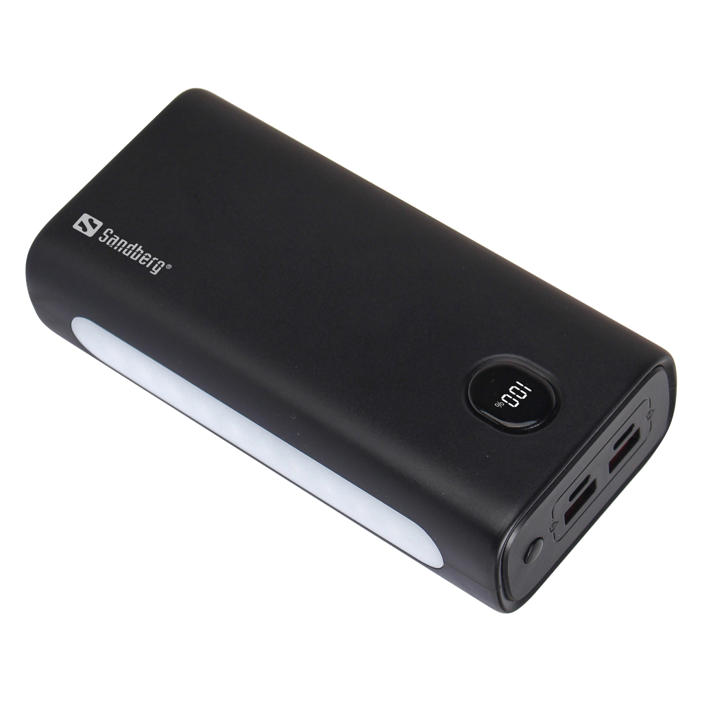 Павербанк 30000 mA⋅h Sandberg 30000mAh PD/20W QC/3.0 USB-C*2 USB-A*2 LED flashlight 2W (420-68)