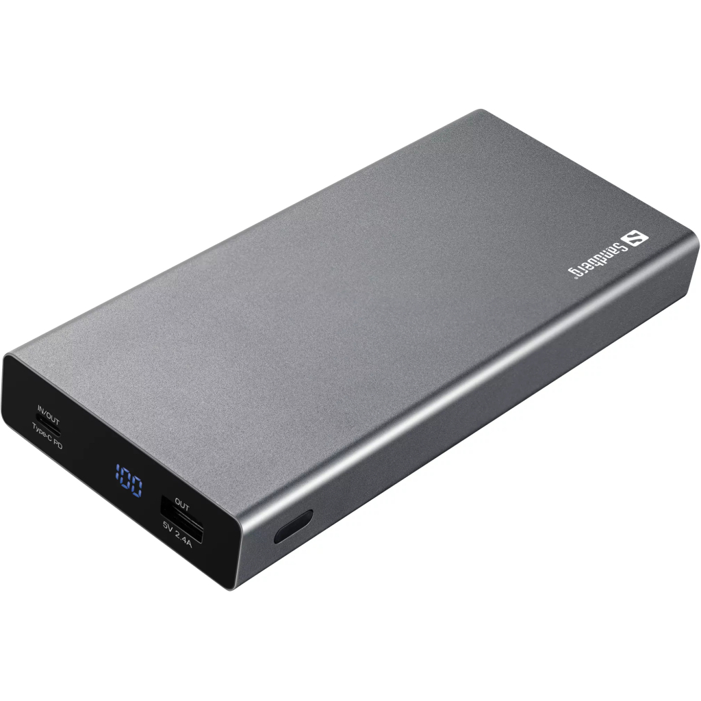 Серый повербанк Sandberg PD 88W 4,4A 20000 mAh, USB, 2хType-C OUT (420-52)