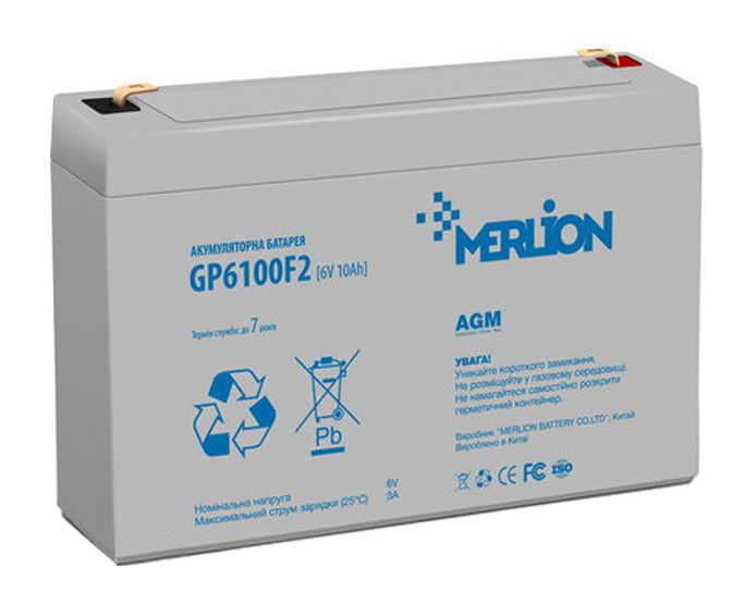 Ціна акумулятор 10 a·h Merlion 6V-10Ah (GP6100F2) в Києві