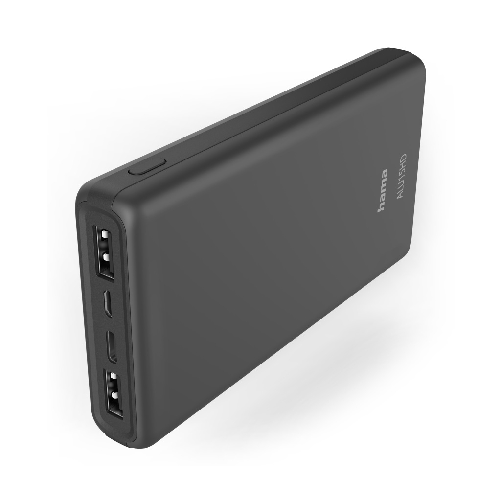 Hama ALU15HD 15000mAh Input:Micro-USB/Type-C, Output:Type-C(3A),2*USB-A(2,4A), Anthracit (00201655)