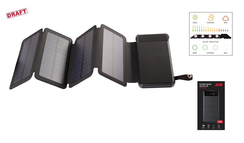 Характеристики повербанк на солнечной батарее 2E Power Bank Solar 8000mAh Black