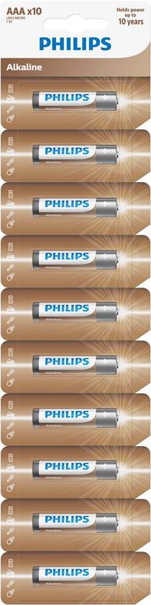 Батарейка Philips Entry Alkaline щелочная АAА лента, 10 шт