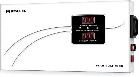 Стабилизатор пониженного напряжения REAL-EL STAB SLIM-1000, white (EL122400007)