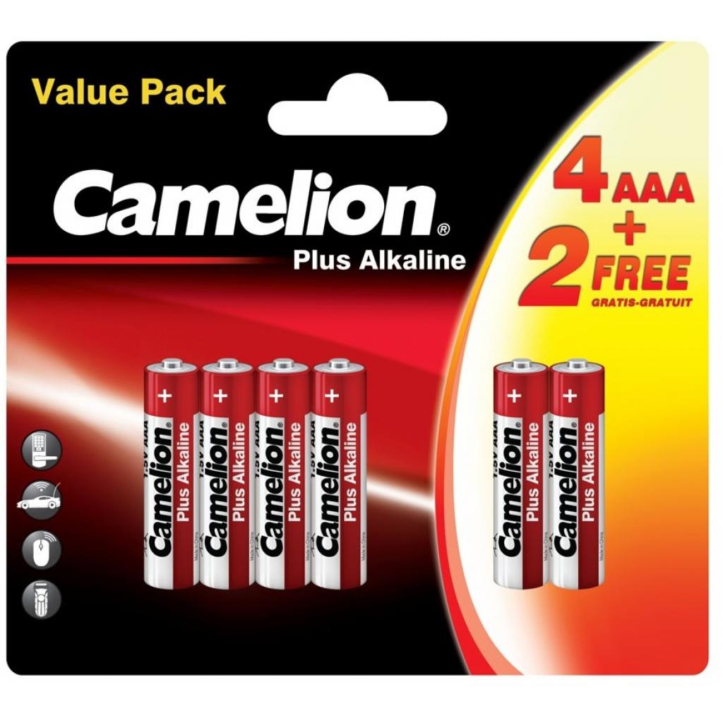 Батарейки 6 штук Camelion AAA LR03 Plus Alkaline * (4+2) (LR03-BP(4+2))