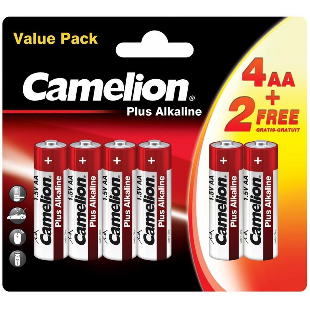 Батарейки 6 штук Camelion AA LR6 Plus Alkaline * (4+2) (LR6-BP(4+2))