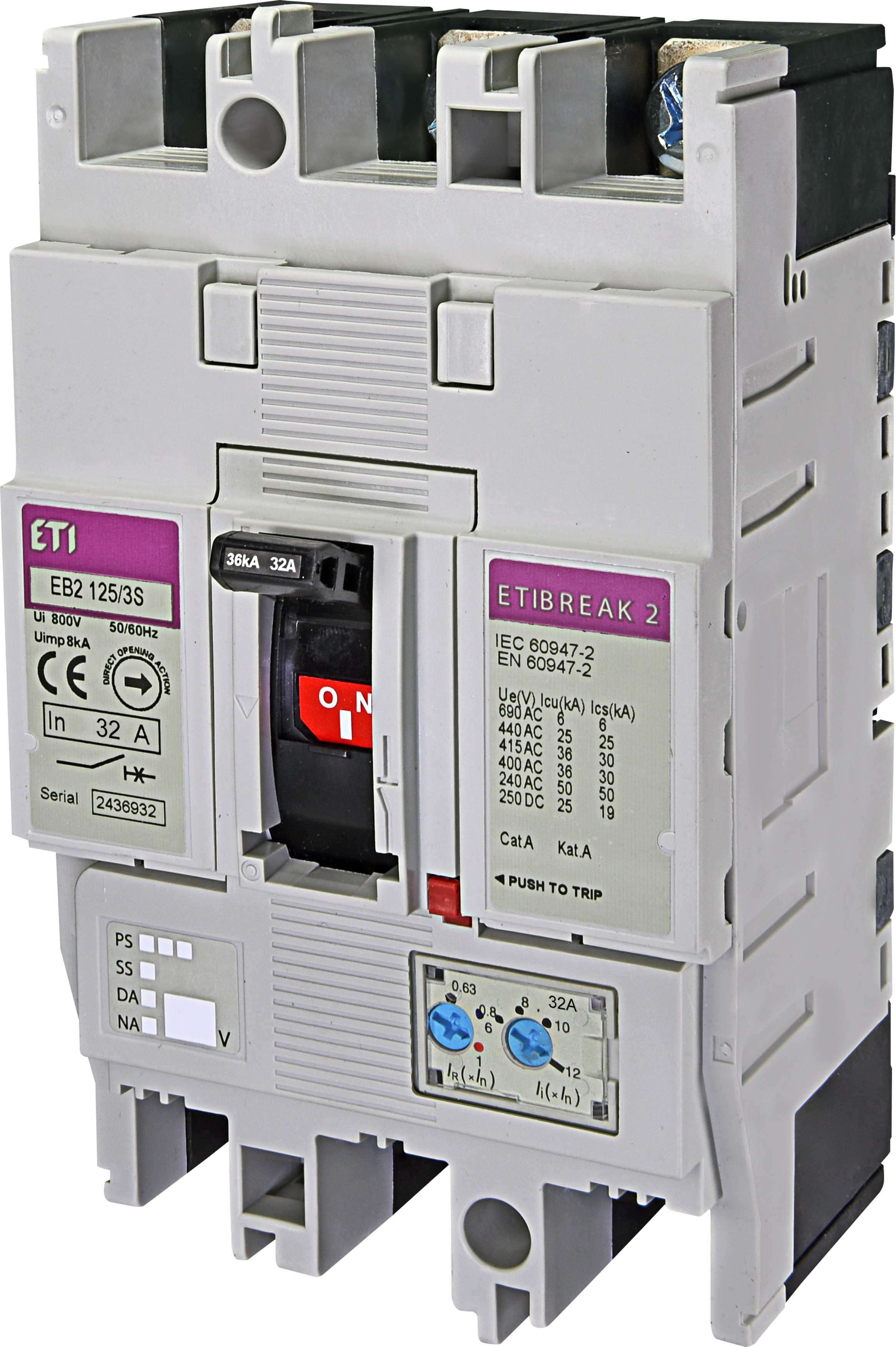 Промышленный автоматический выключатель ETI EB2 125/3S 32A 3p (004671042)