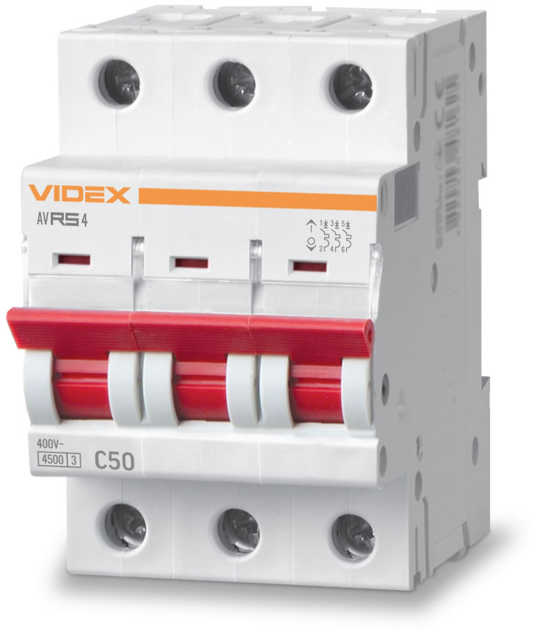 Videx RESIST RS4 3p 50А С 4,5кА (VF-RS4-AV3C50)