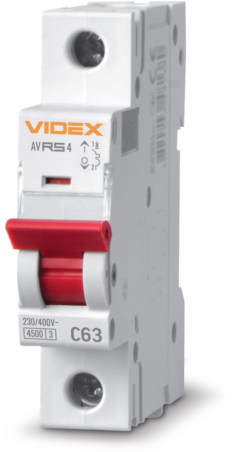 Автоматический выключатель Videx RESIST RS4 1p 63А С 4,5кА (VF-RS4-AV1C63)
