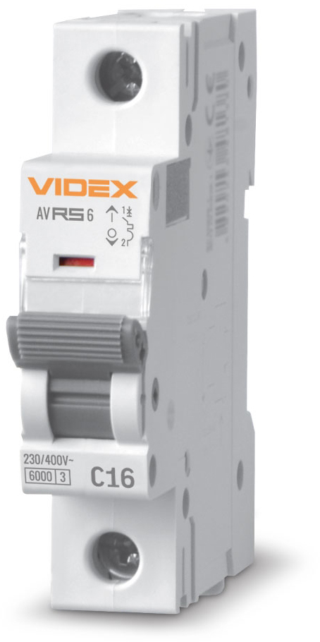 Автоматичний вимикач Videx RESIST RS6 1p 16А С 6кА (VF-RS6-AV1C16) в Києві