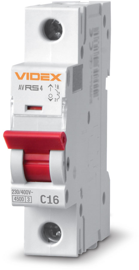 Ціна автоматичний вимикач Videx RESIST RS4 1p 16А С 4,5кА (VF-RS4-AV1C16) в Києві