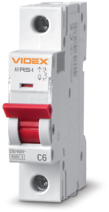 Купити автоматичний вимикач Videx RESIST RS4 1p 6А С 4,5кА (VF-RS4-AV1C06) в Києві