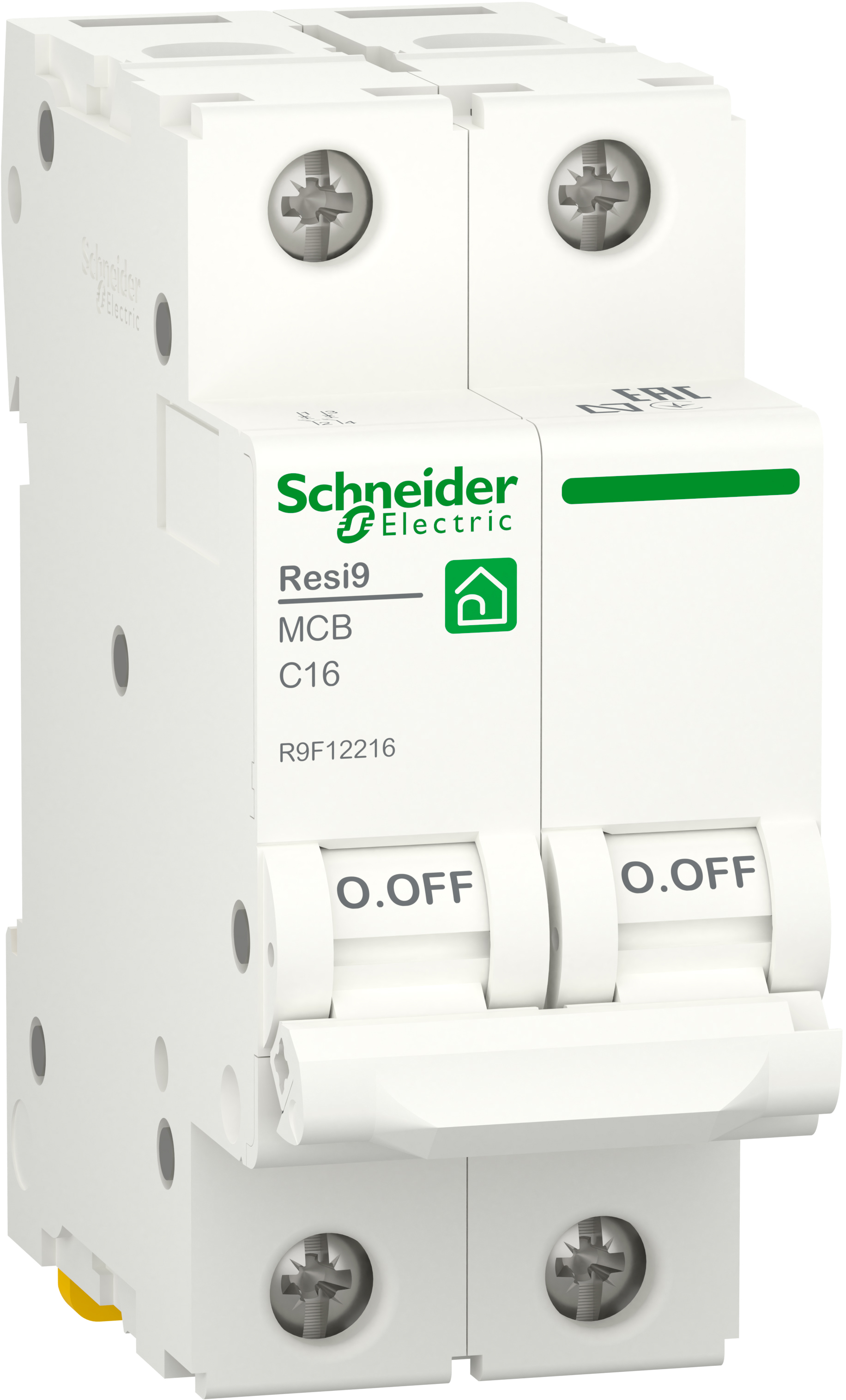Автоматический выключатель Schneider Electric RESI9 16 А, 2P, С, 6кА (R9F12216)