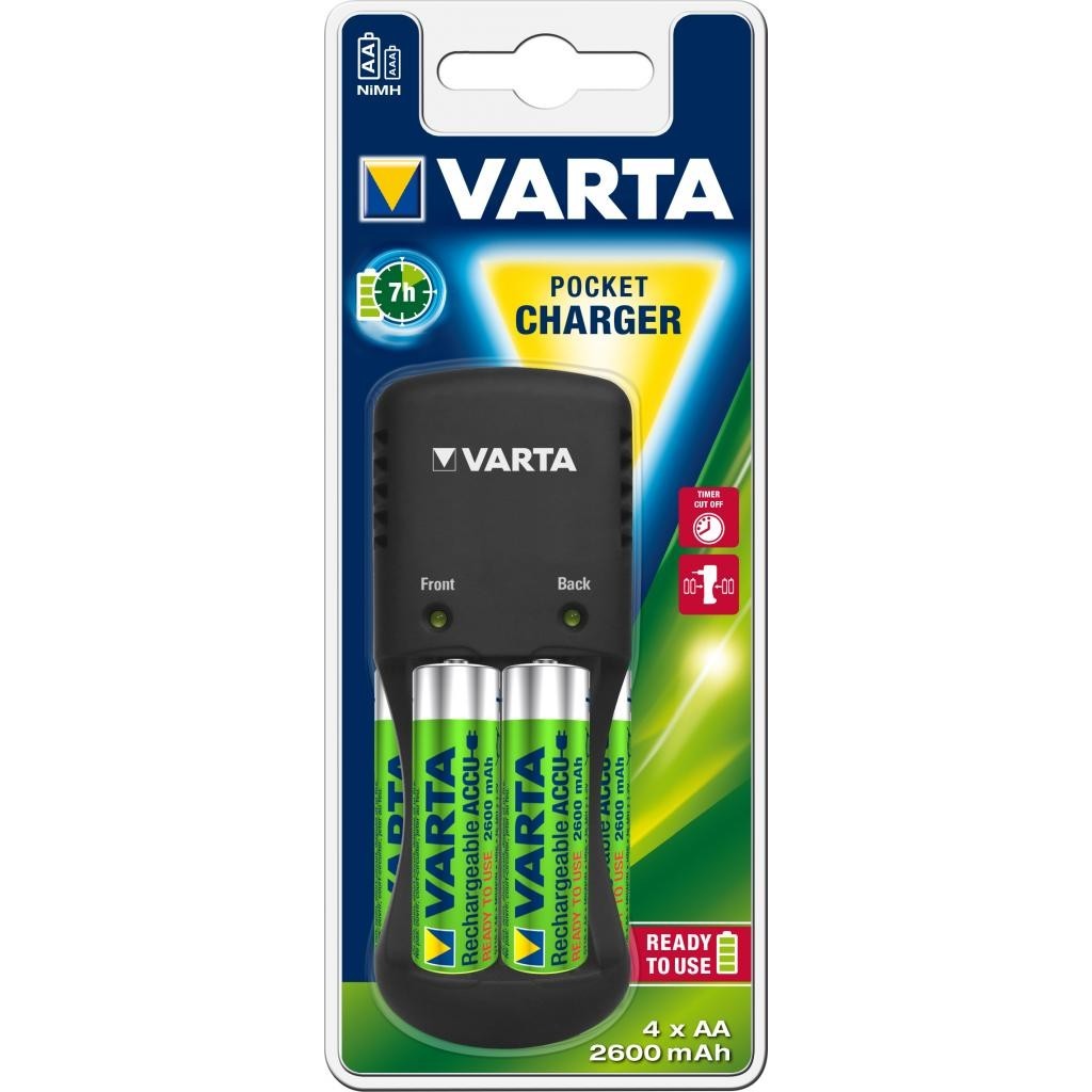 Купити зарядний пристрій Varta Pocket Charger + 4AA 2600 mAh NI-MH (57642101471) в Києві