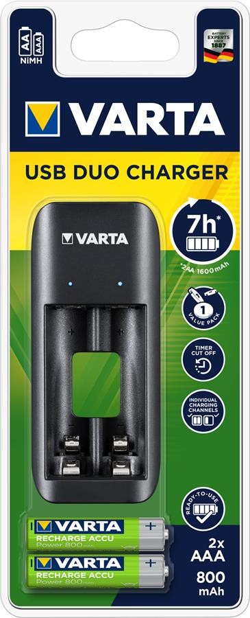 Зарядное устройство Varta Value USB Duo Charger+2xAAA 800mAh (57651201421) в интернет-магазине, главное фото